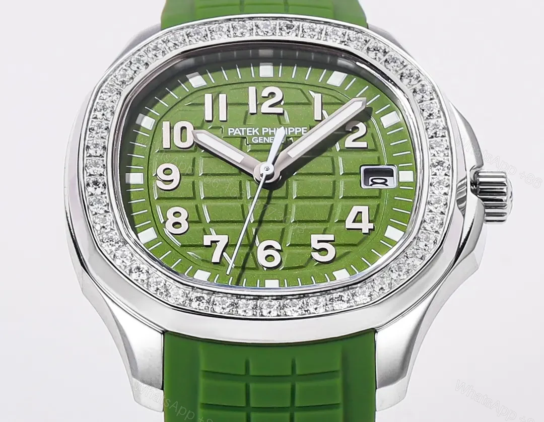 View 4 of Patek Philippe Aquanaut Luce 5268 Series Watch Green Dial with Diamond Bezel Stainless Steel and Satin Finish Composite Strap Modern Casual Elegant Style