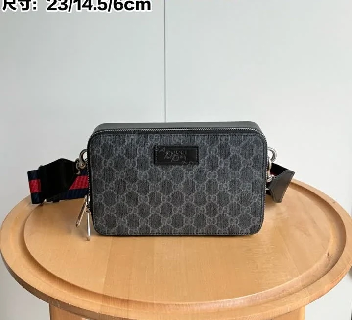 Gucci GG Supreme Mini Black Leather Crossbody Bag TB308 — view 1