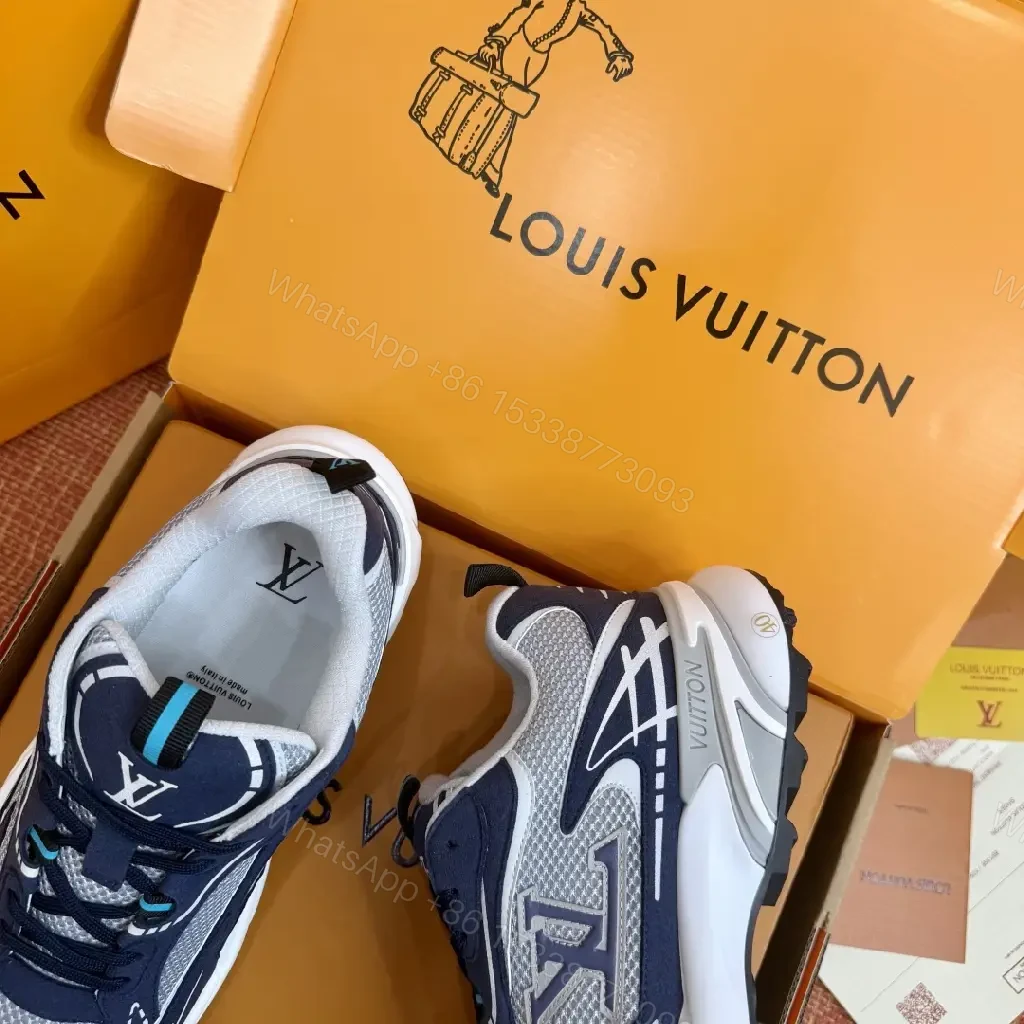 View 8 of Navy Mesh Tech Athletic Sneakers with Louis Vuitton Styling