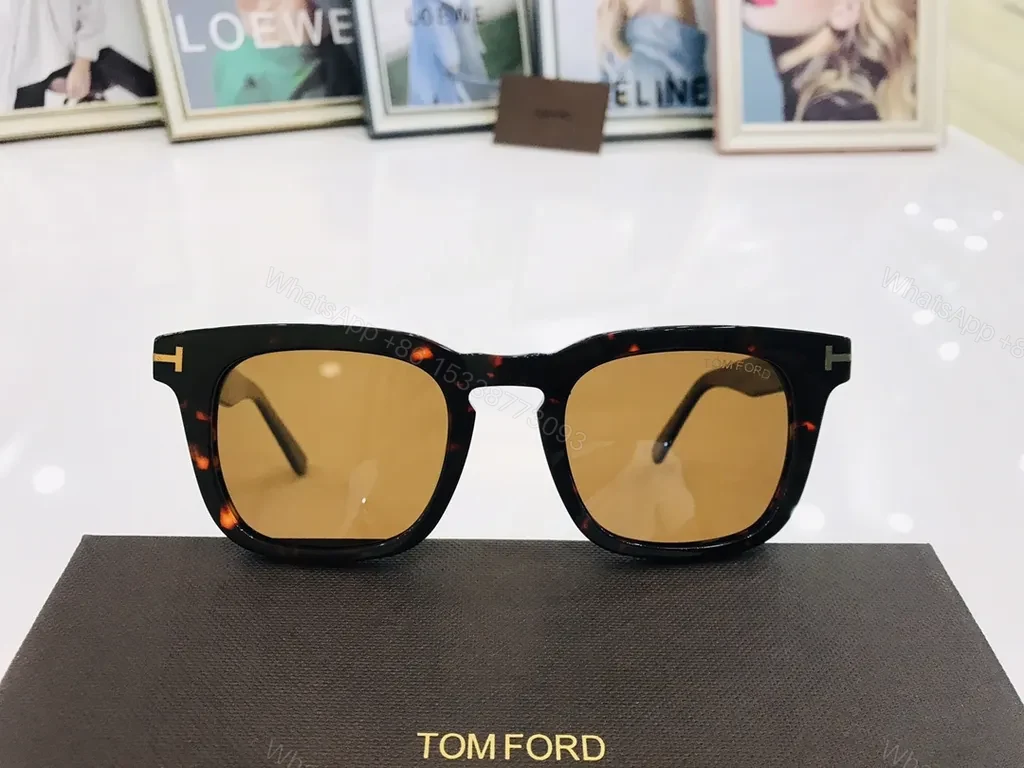 View 7 of Black Italian Acetate Tom Ford Sunglasses â€“ Square Frames, Gold T Accents