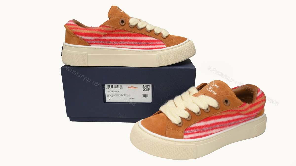 View 2 of Dior B33 Sneakers Release Brown Red Stripes 3SN272 ZIR1 6536