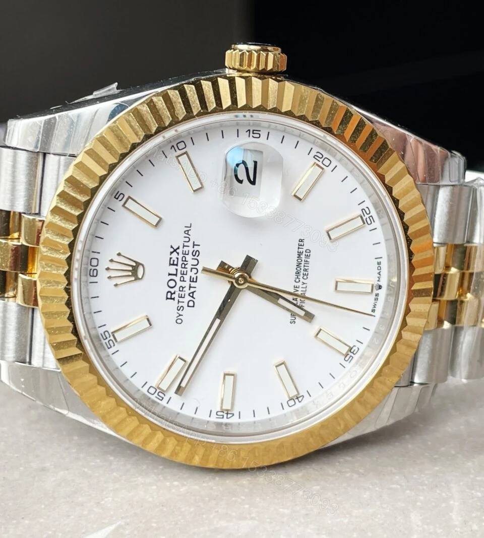 View 7 of EW Factory 1:1 Rolex DateJust 41 126333 SS/YG Best Edition 904L Steel White Stick Dial