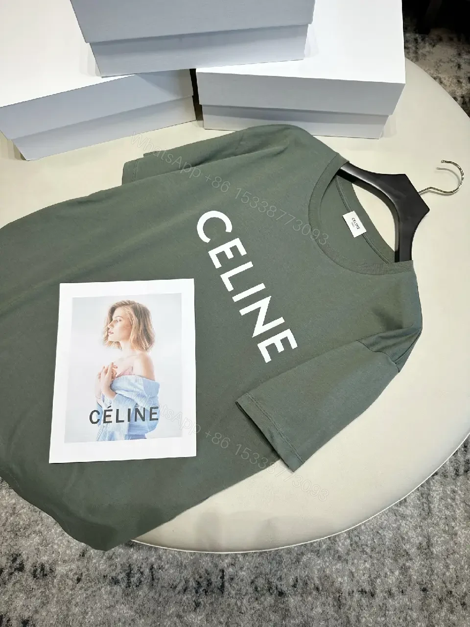 View 9 of Soft-Heavyweight Cotton Tee — Sage, Relaxed Fit, Logo Accent, Tee