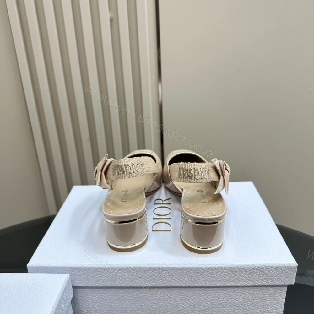 View 6 of 高仿Dior*Miss系列KAC261蝴蝶結粗跟高踭鞋4CM粉色漆皮免檢版