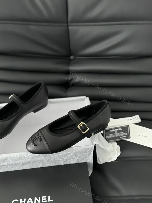 View 4 of Chanel-Inspired Black Leather Mary Janes: Luxe Comfort Flats