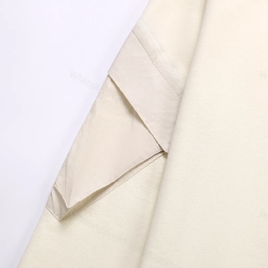 View 5 of Minimalist Off-White Cotton-Jersey Crewneck with Arm Panels