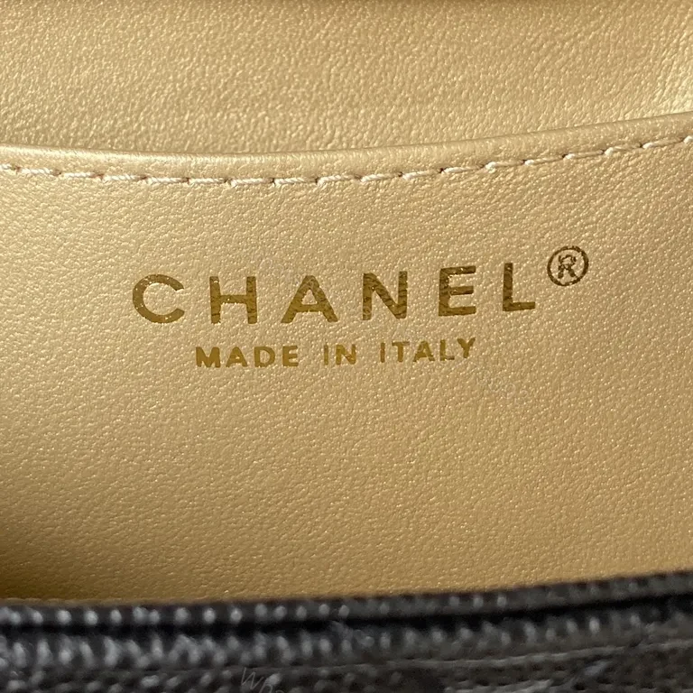 View 2 of Quilted Caviar Leather Bag: Gold Chain, Chanel-esque Luxury