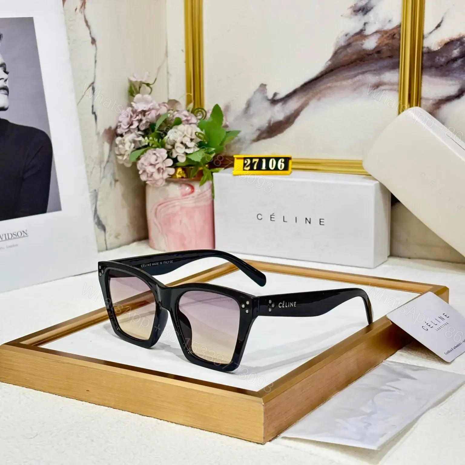 Celine Wayfarer Black-Green Frame Sunglasses — view 1