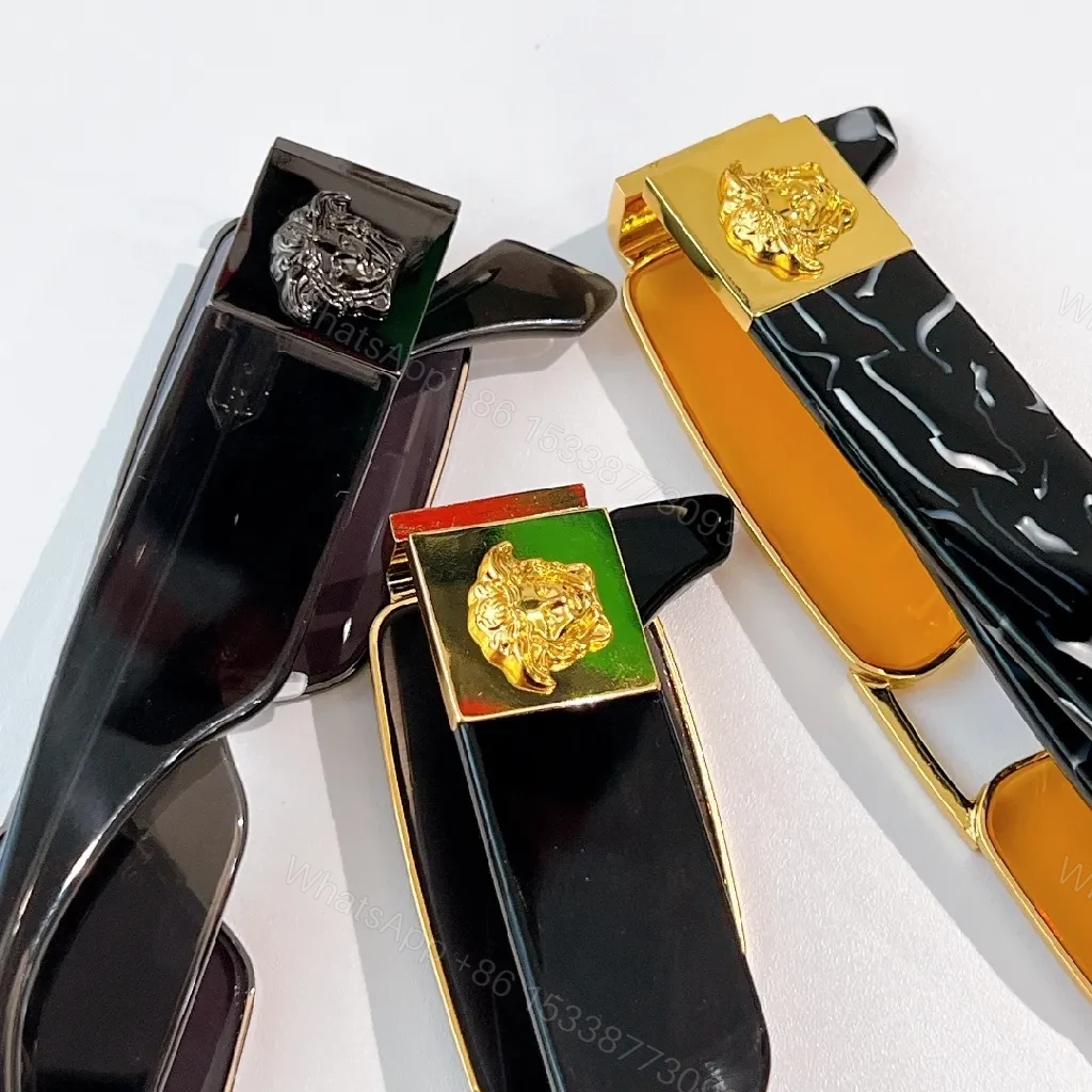 View 9 of Gold-Frame Shield Sunglasses: Bold Luxe, Modern Visage