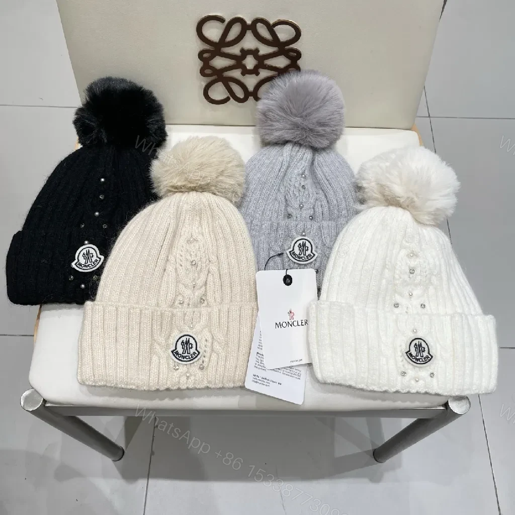 View 2 of Cozy Knit Beanie with Pom Pom—Gray, Acrylic/Wool, Modern Luxe, Plush Warmth, Beanie
