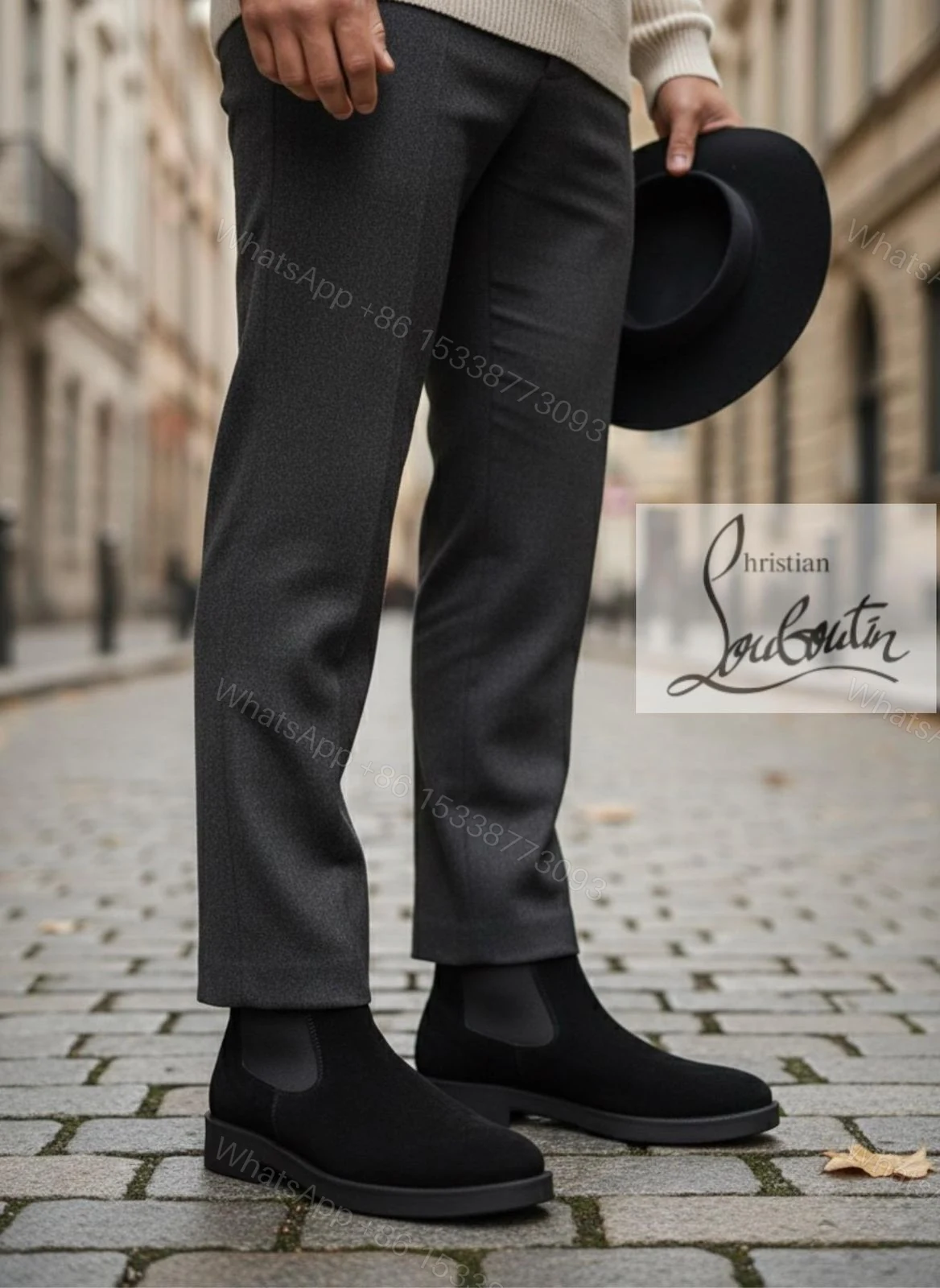 View 20 of First Copy Louboutin Suede Boots for Men