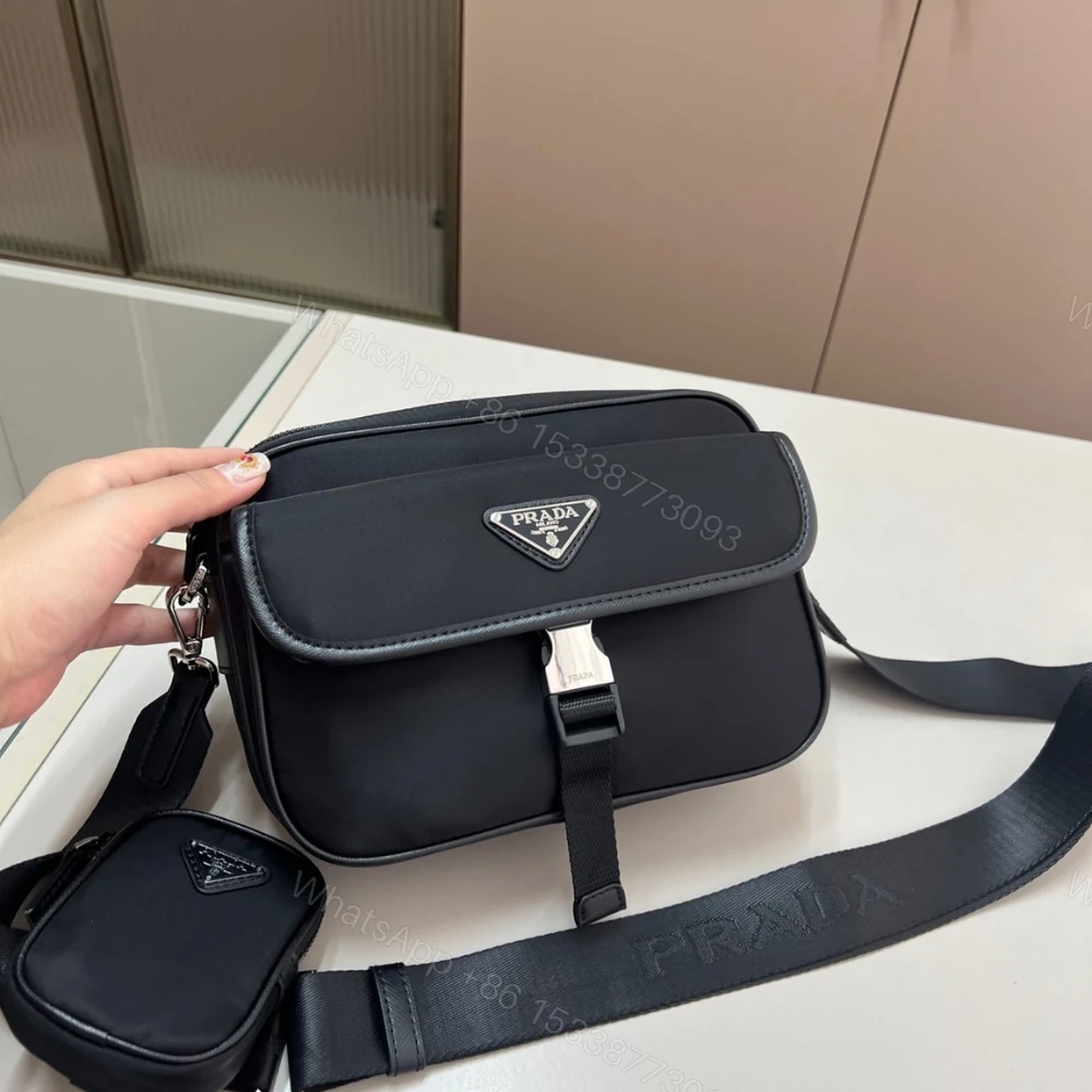 View 2 of Prada Re Nylon And Saffiano Shoulder Bag Black 24Cm