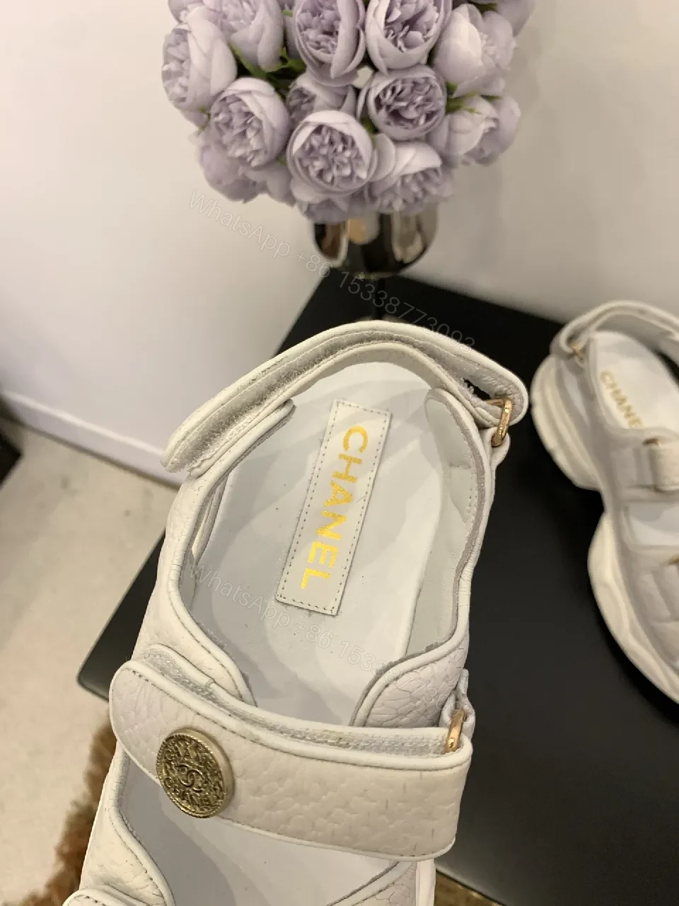 View 4 of White Uppers Platform Sandals: Elevated Comfort & Signature Detailing