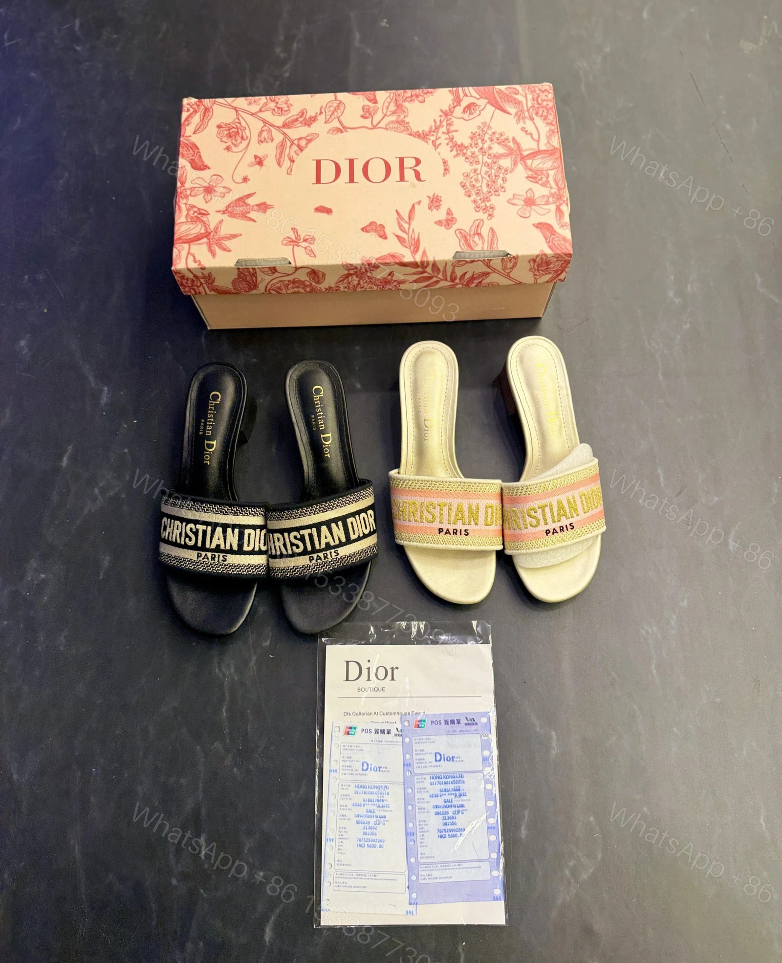 View 7 of First Copy Dior Block Heels Black & White