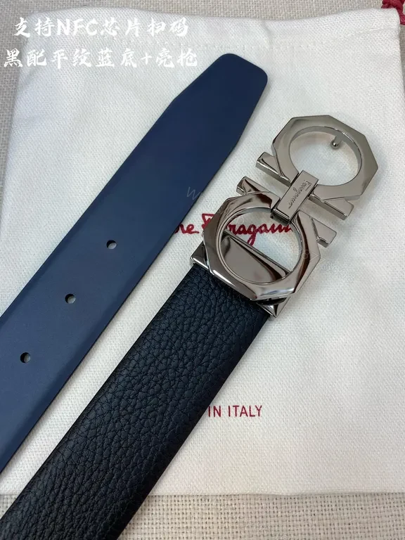 View 4 of Gancini Buckle Belt Black Leather â€“ Italian Luxury Style