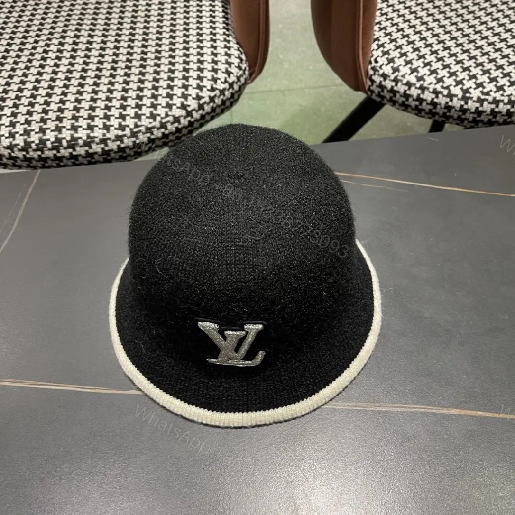 View 4 of Compact Luxury Knit Hat with Subtle LV-Inspired Emblem