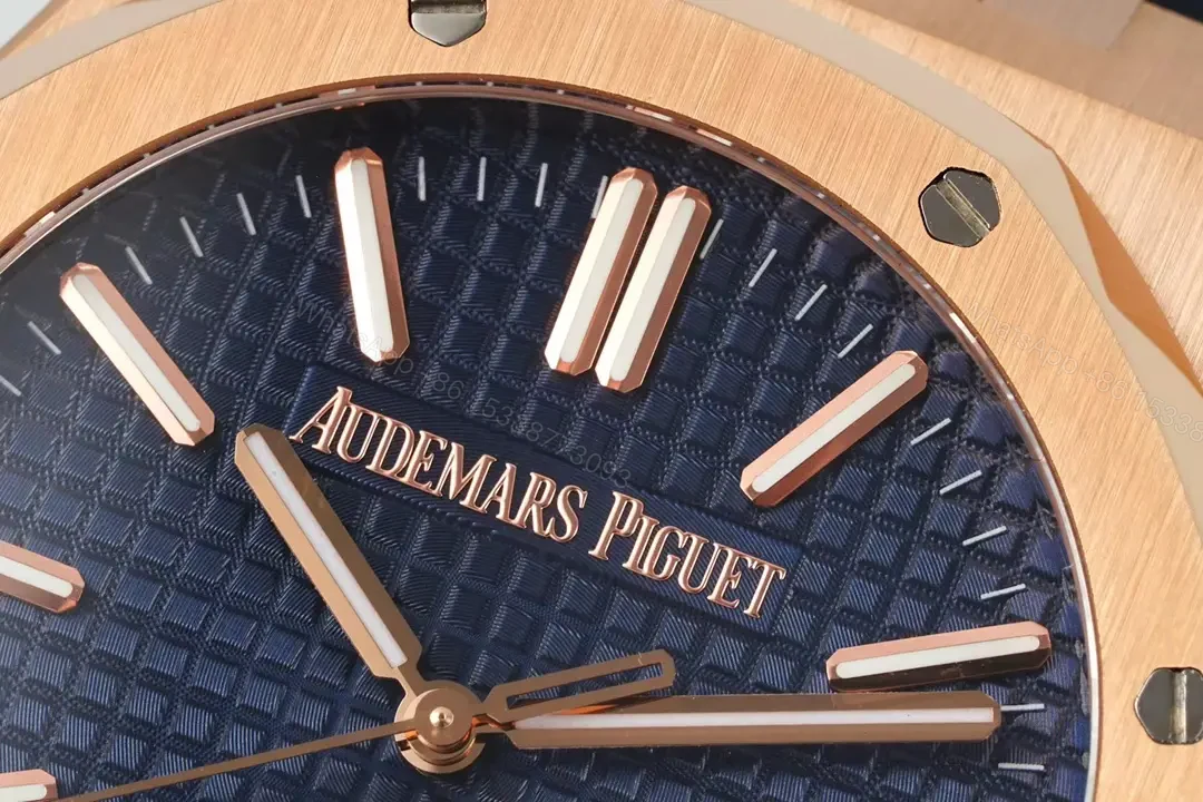 View 4 of Audemars Piguet Royal Oak 15510 Watch 41MM Rose Gold Case Deep Blue Dial Black Leather Strap Ultimate Edition AP-RO-15510-RG-DBLU-LTH-41