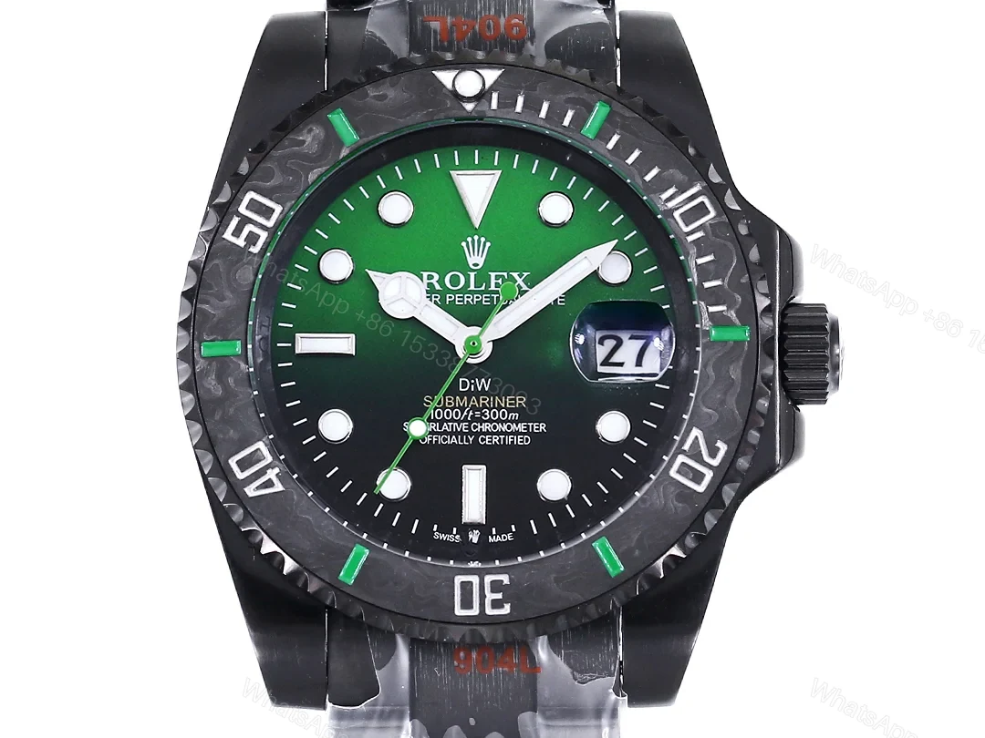 View 2 of Rolex Submariner DIW Carbon Fiber Green Dial Custom Watch 40mm Ultimate Edition ROLEX-SUB-DIW-CARBON-GRN-40