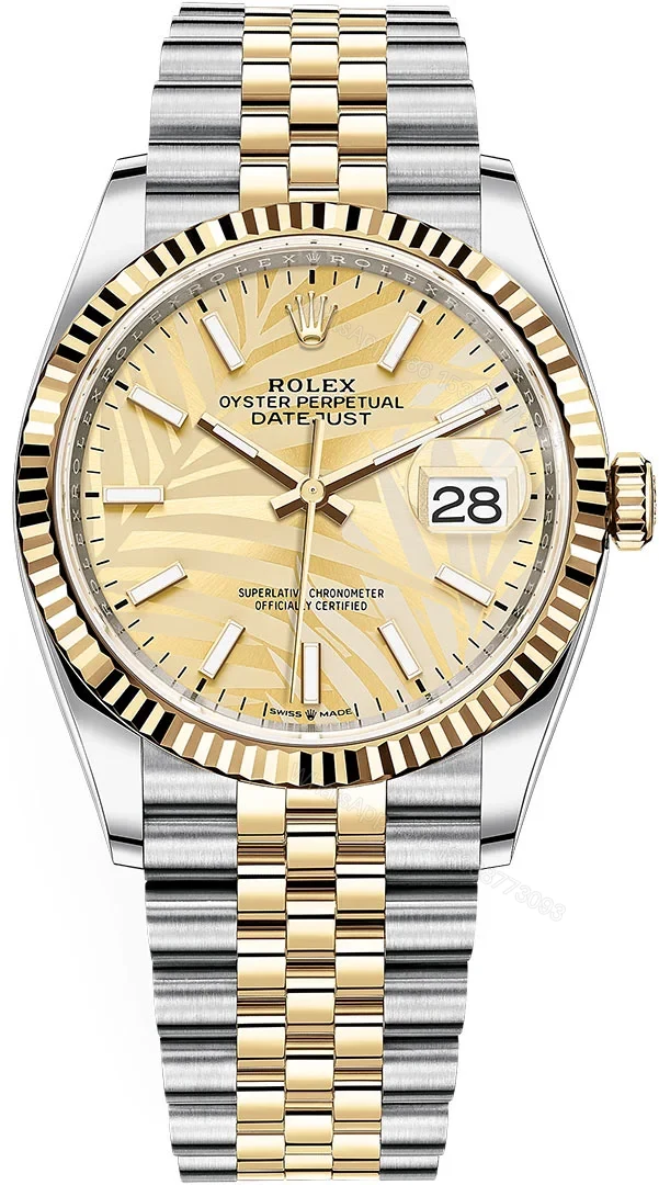 Replica Rolex Datejust Gold Palm Motif Dial 126233 36 mm — view 1