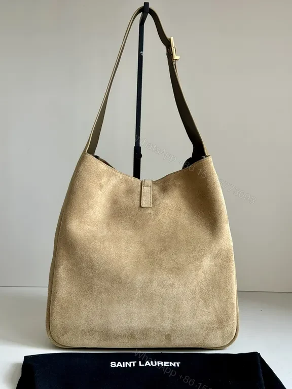 View 3 of Soft Beige Suede Tote: Structured Luxury Everyday Bag