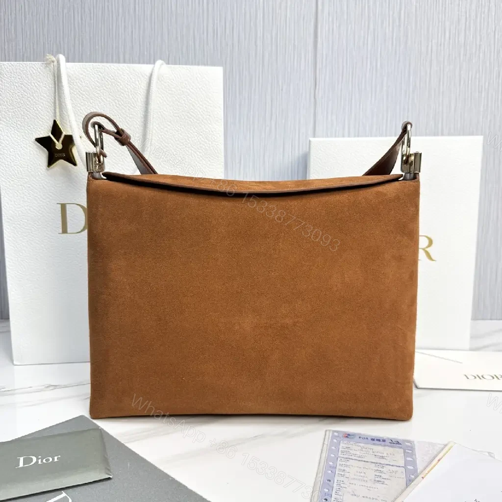 View 8 of Caramel Suede Shoulder Bag: Minimalist Luxe Everyday Carry