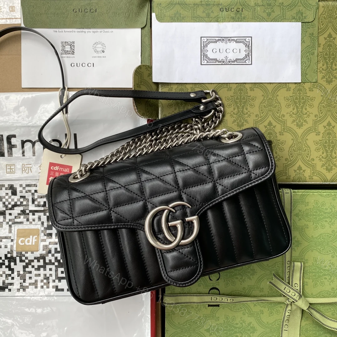 Gucci A貨GG Marmont黑色包 真皮細節復刻款 女用高實搭 — view 1