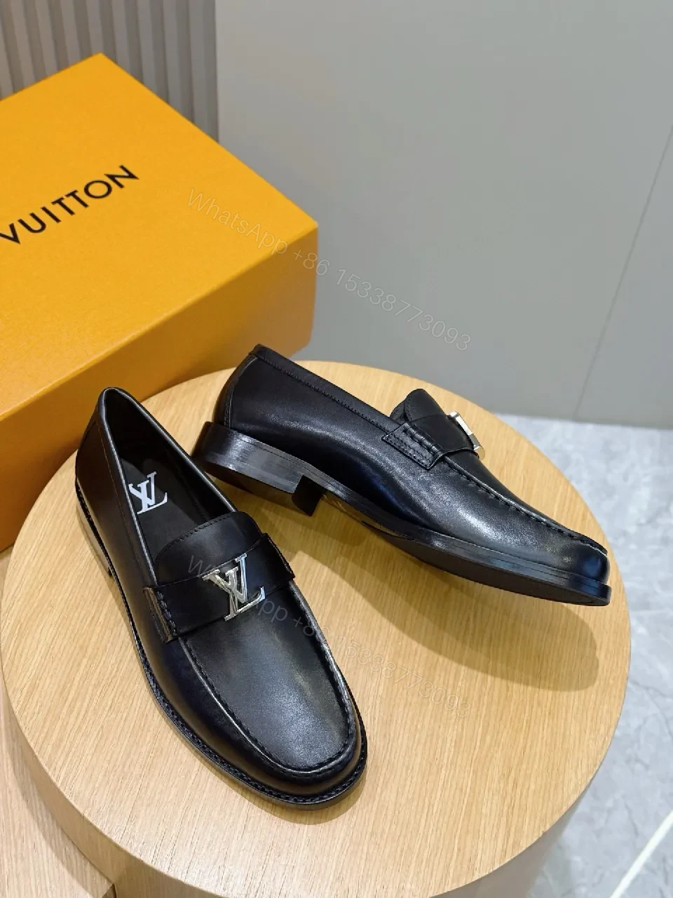 View 8 of Refined Black Leather Loafers — Subtle LV-Inspired Hardware