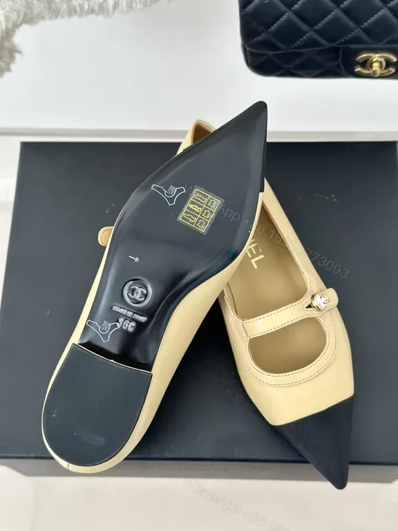 View 5 of Chanel Two-Tone Pointed-Toe Mary Jane Heels
