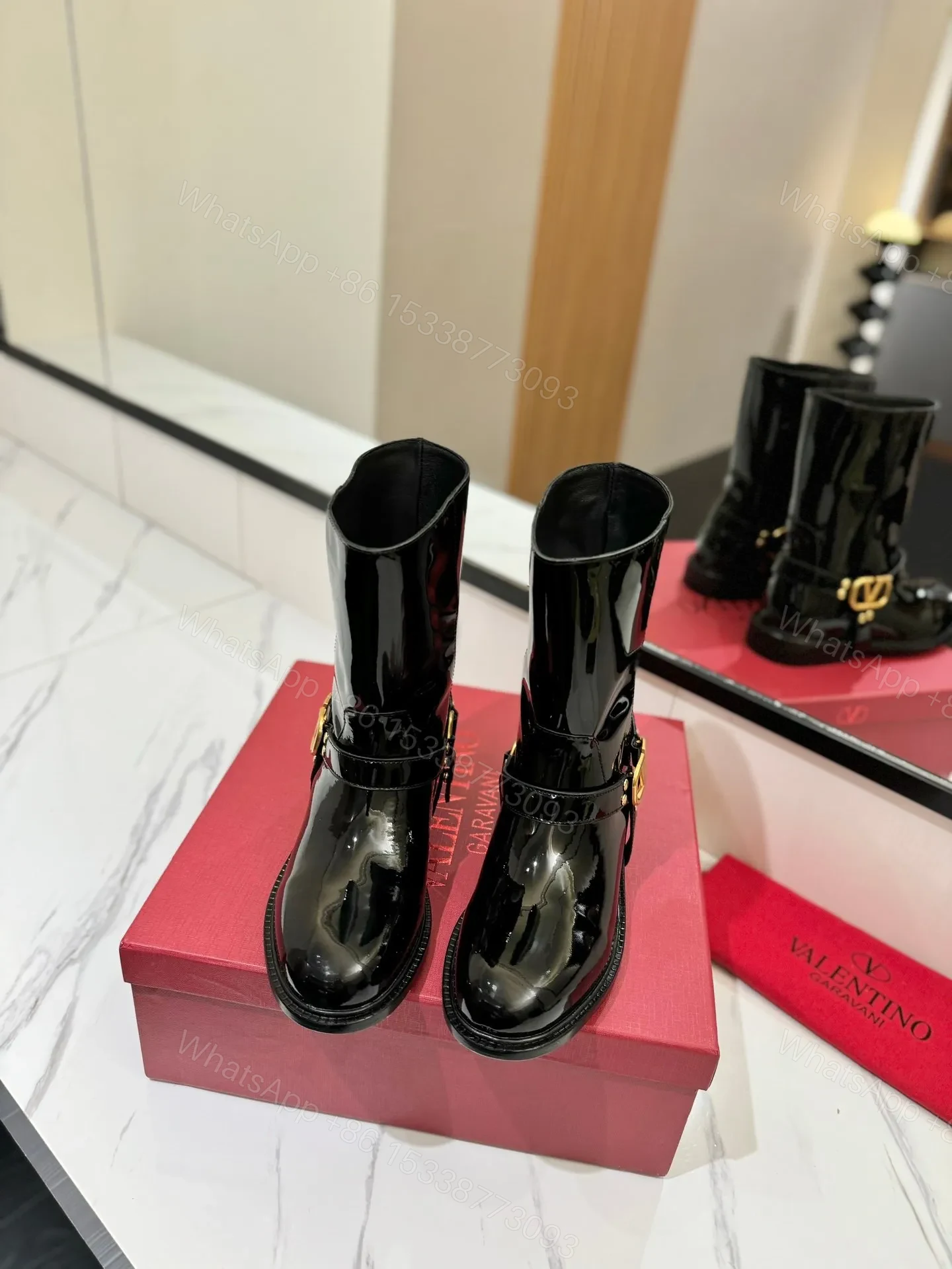 View 4 of Valentino Women Black Patent Leather Boots