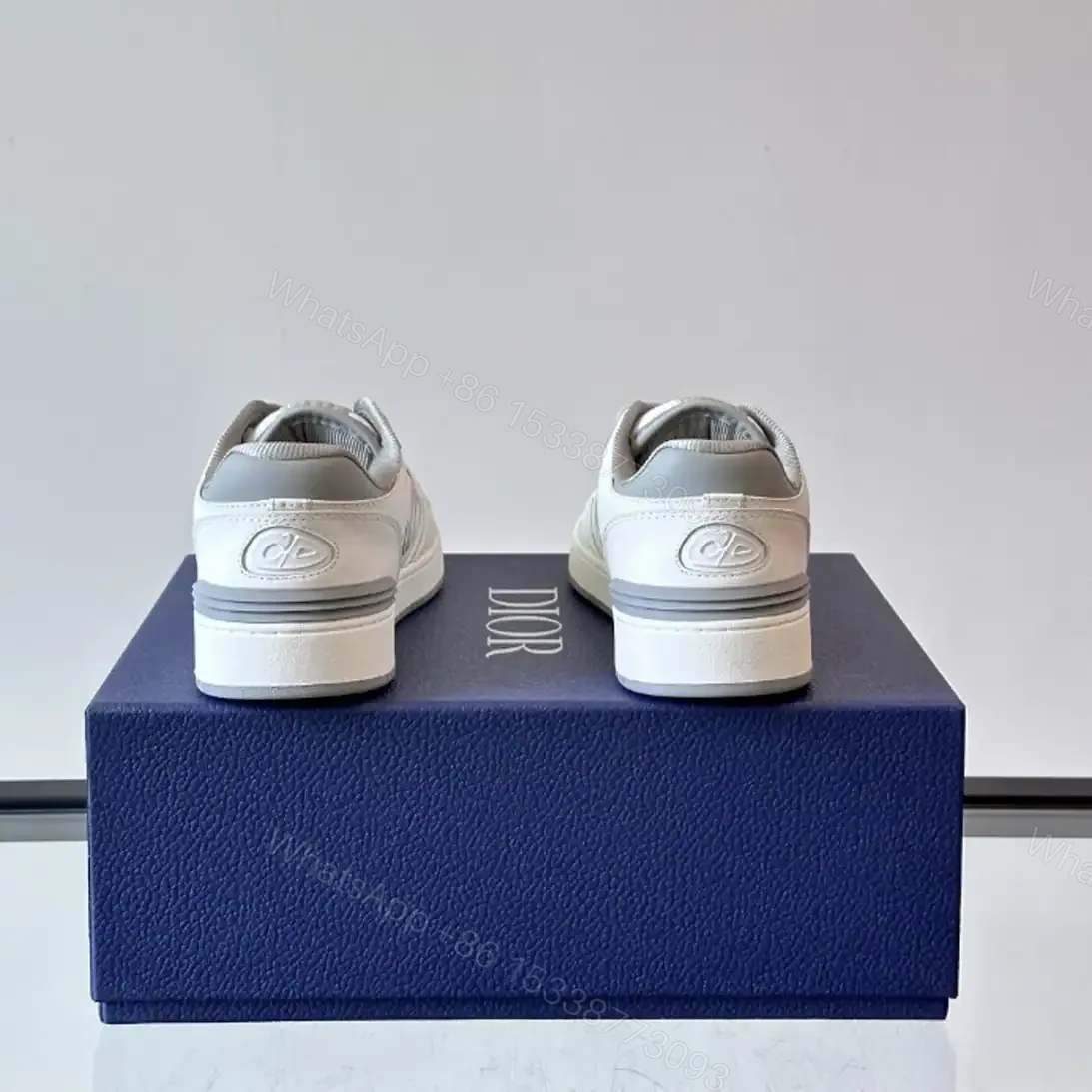 View 7 of DIOR B57 DRIBBLE SNEAKERS WHITE AND GRAY SMOOTH CALFSKIN WITH WHITE SUEDE – CD218