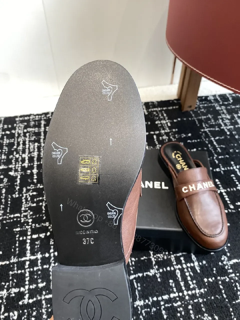 View 5 of Premium Leather Slippers with Logo Strap Detailing