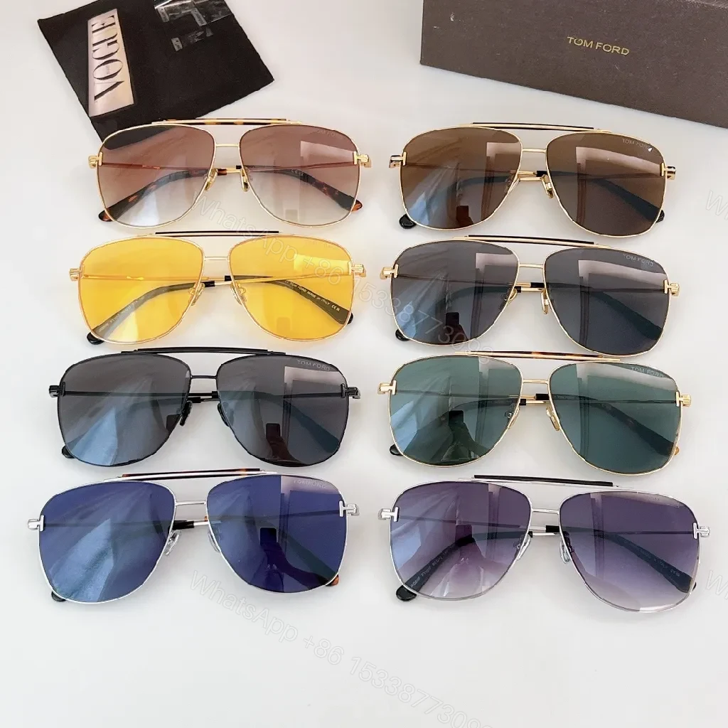 View 9 of Gold-Tone Aviator Sunglasses with Brown Gradient Lenses, Modern Detail, Slim Frames