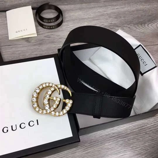 View 4 of GUCCI BLACK FAUX PEARL-EMBELLISHED LEATHER BELT – B44