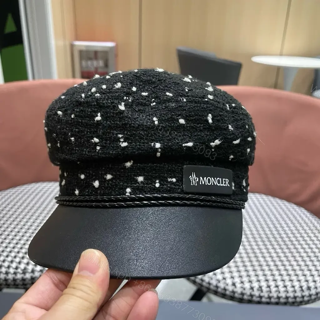 View 10 of Textured Tweed Cap with Leather Peak: Luxe Modern Cap