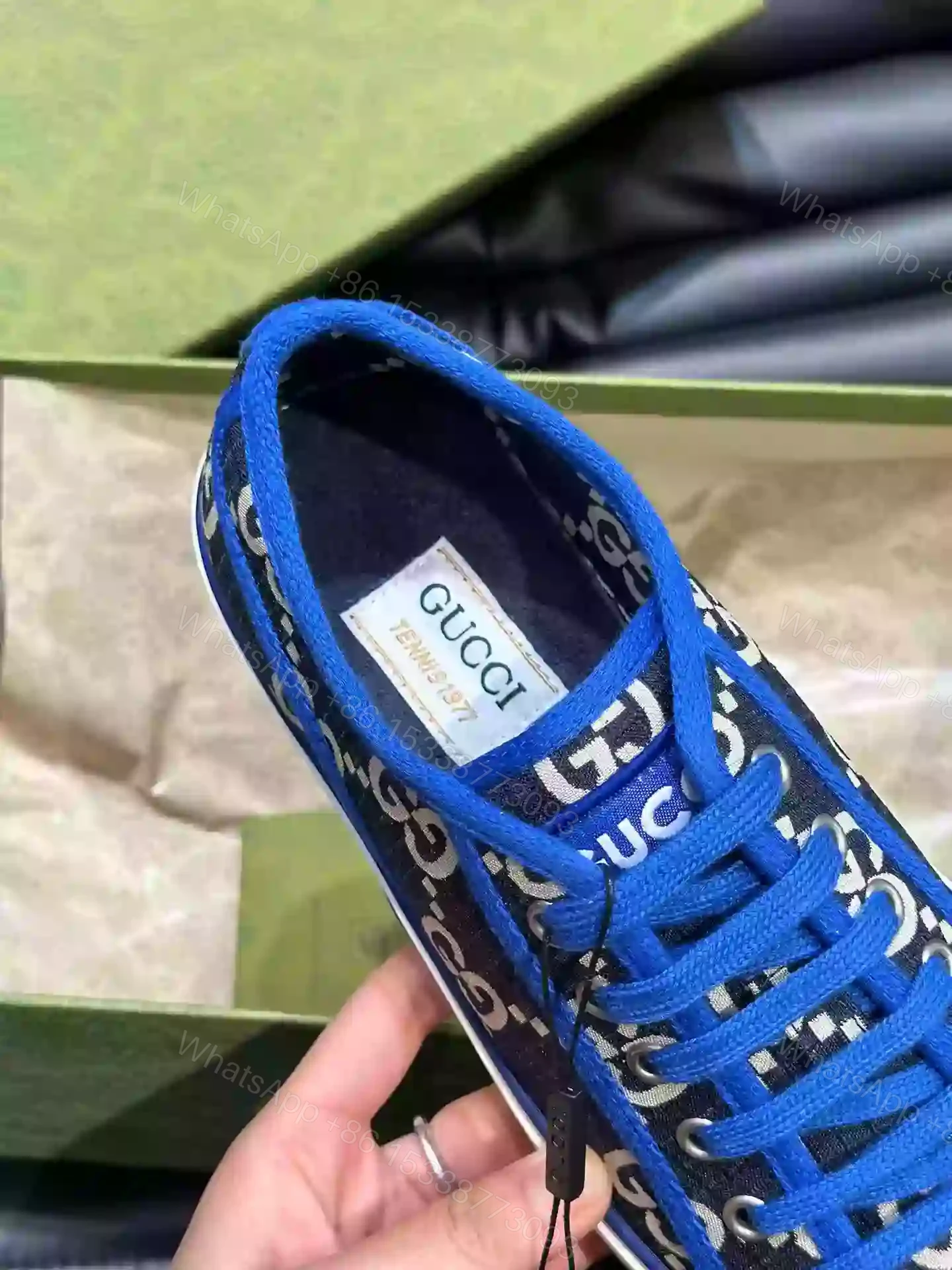 View 7 of GUCCI TENNIS 1977 SHOES SNEAKERS IN BEIGE/BLUE – GC281