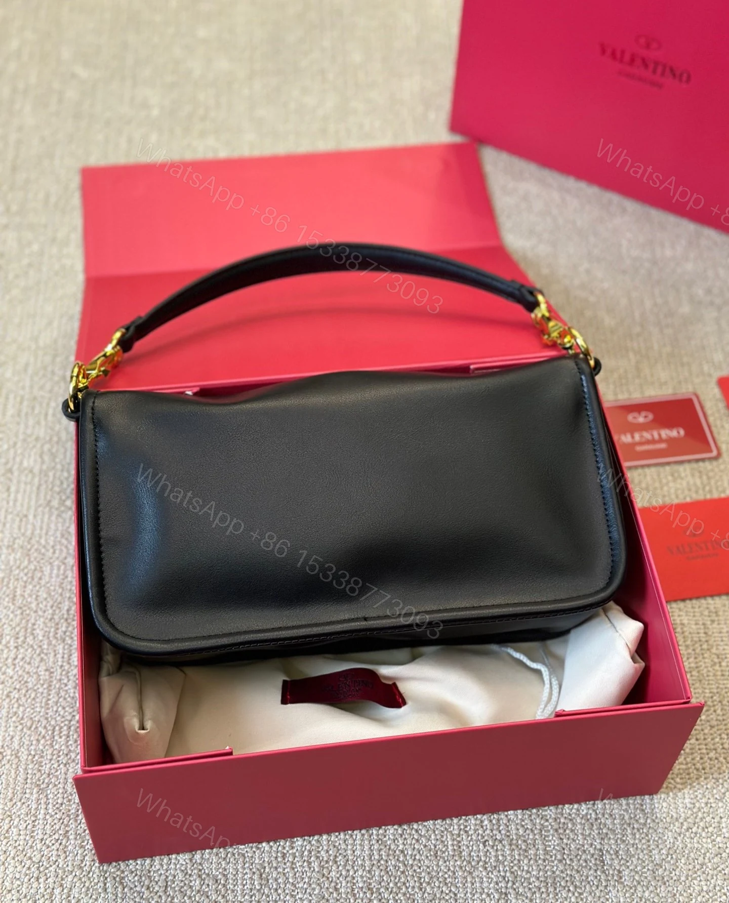 View 8 of VALENTINO GARAVANI VLOGO 1960 NAPPA LEATHER SHOULDER BAG BLACK 28CM 4W0B0N48ZFJ 0NO