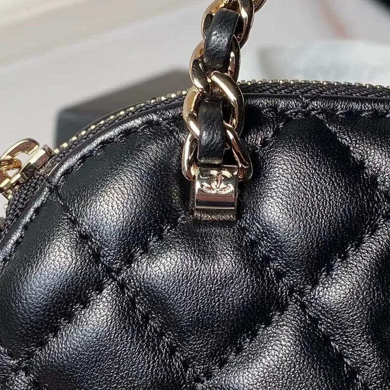View 9 of Mini Quilted Black Flap Bag with Gold Chain â€” Everyday Luxe