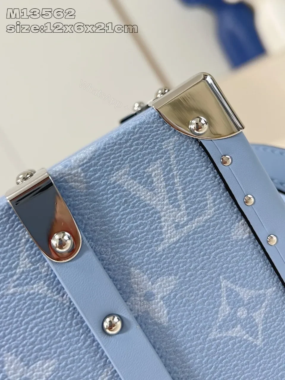 View 5 of Pastel Blue Monogram Satchel: Modern Structured Luxury Bag