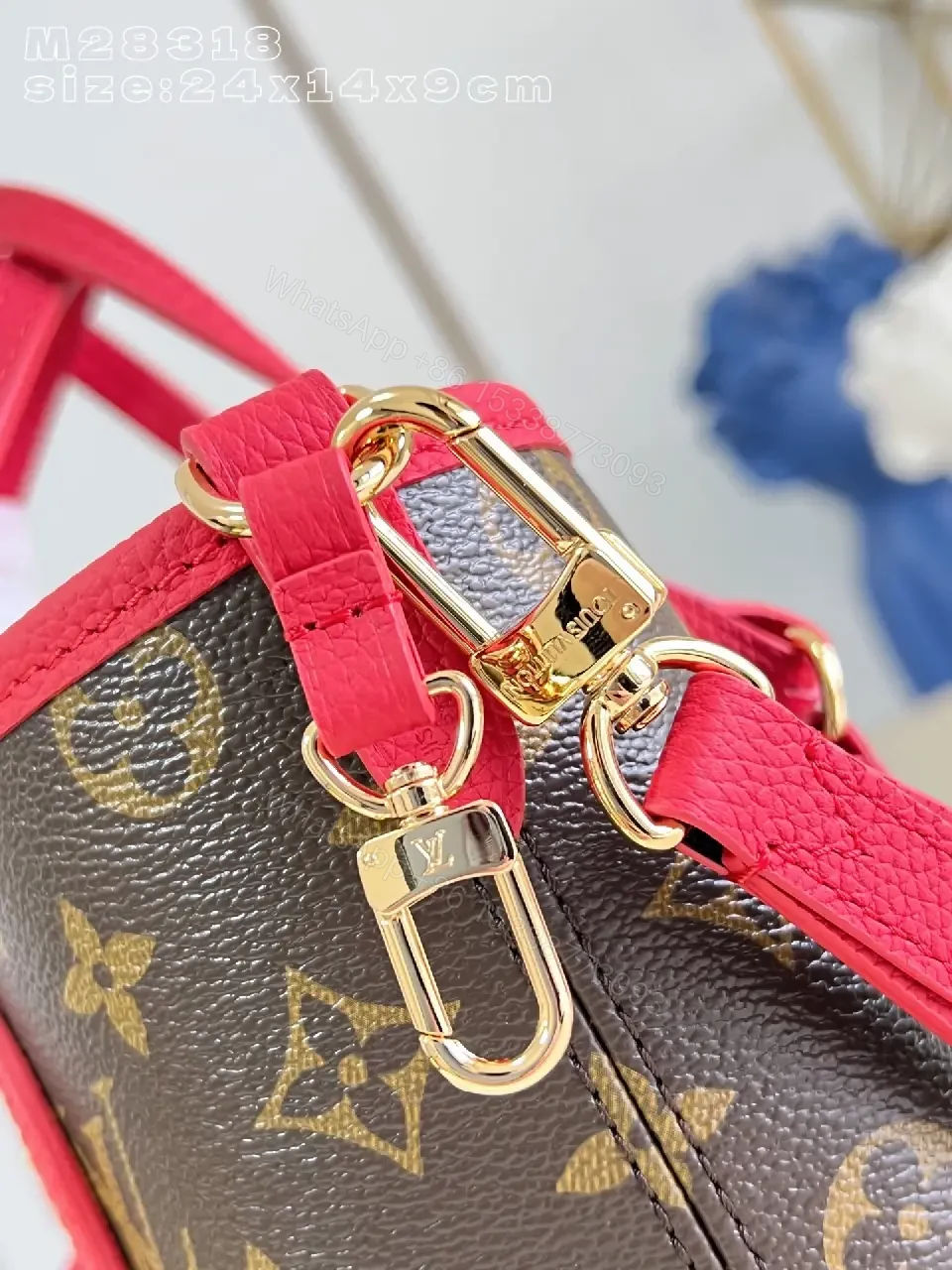 View 4 of Lux Monogram Crossbody with Pink Accent