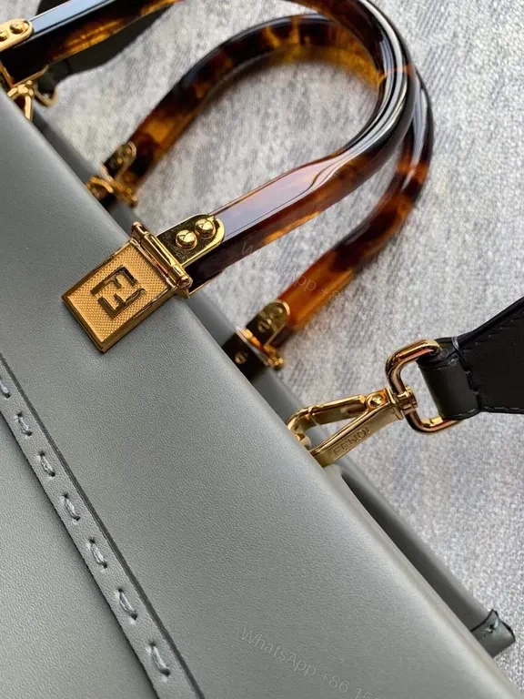 View 3 of Structured Luxury Tote â€“ Bold FENDI Logo, Top-Handle Bag