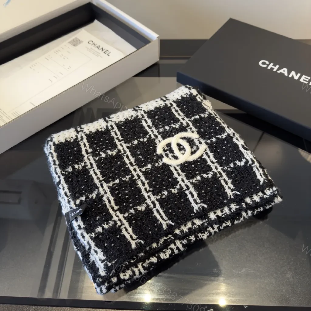 View 2 of Black & White Tweed Scarf: Luxe Knit, Signature Texture, Unisex Accessory