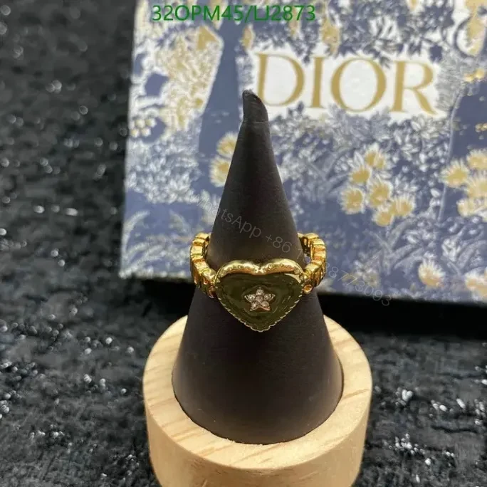 View 2 of Dior Heart Shape Ring in Brass and Pearl – Model LJ28735