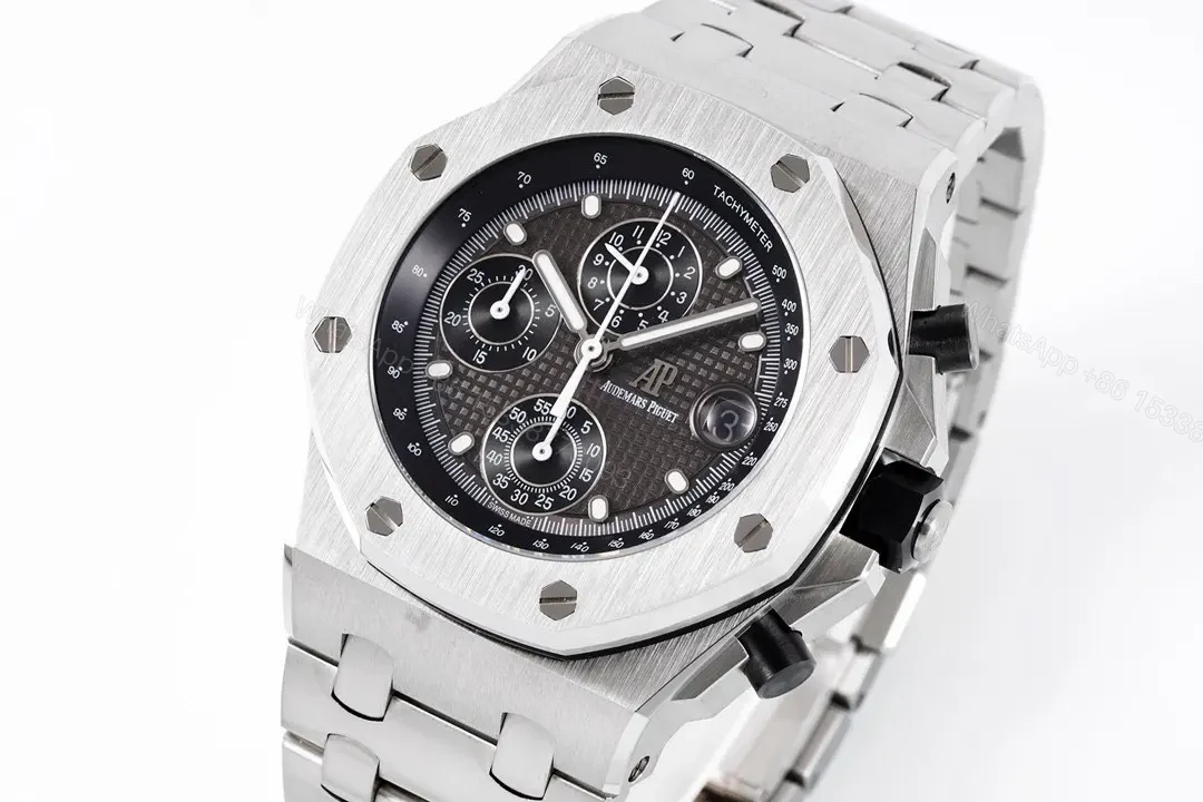 View 3 of JF Factory Audemars Piguet Royal Oak Offshore Stainless Steel Bracelet Watch with Black Dial and 4404 Chronograph Movement