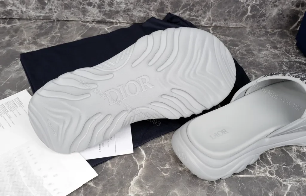 View 2 of Patterned Dior Slides: Plush Comfort, Monogram Textile Strap