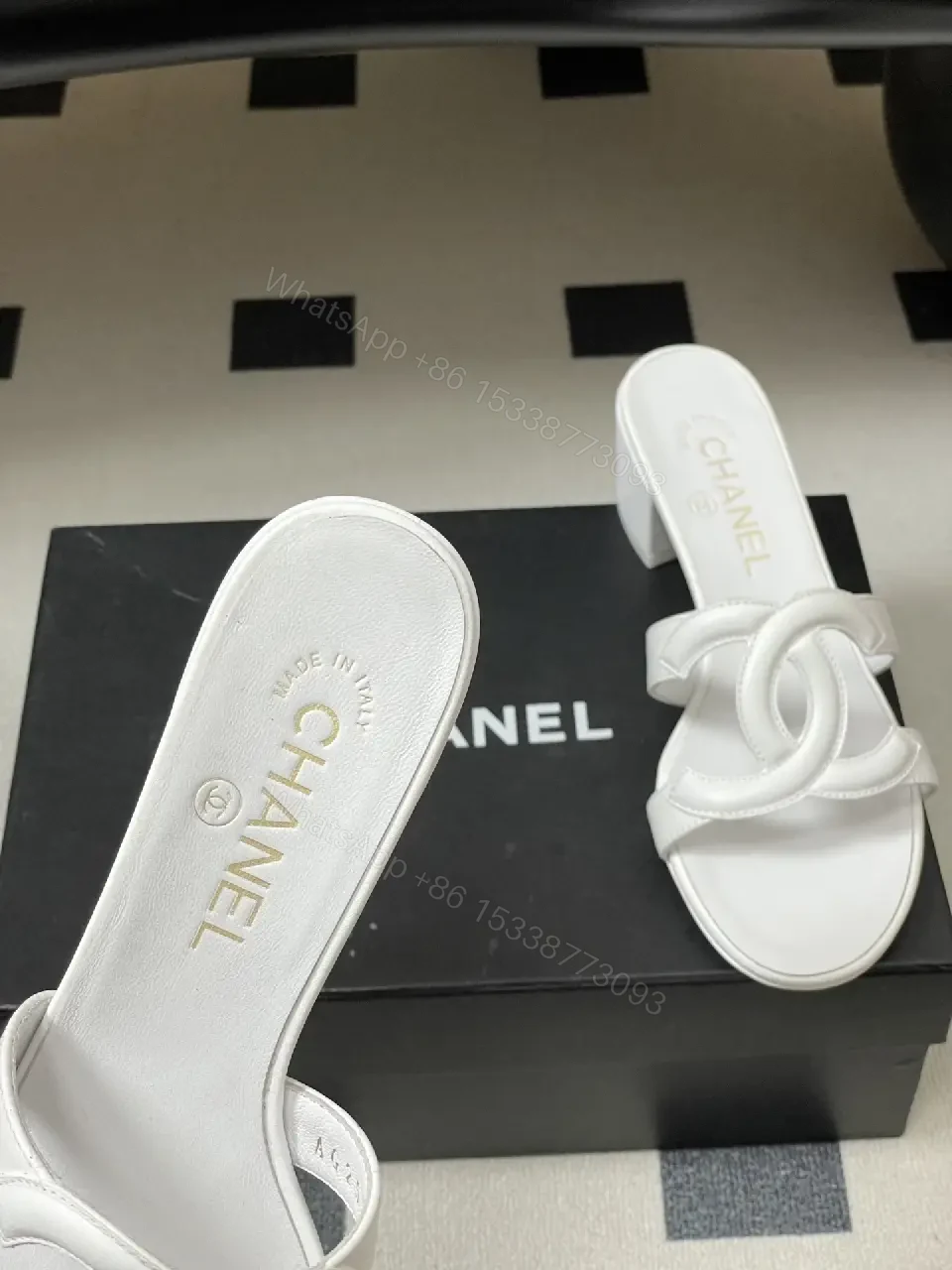 View 6 of White Calfskin Block-Heel Sandals: Couture-Inspired Comfort