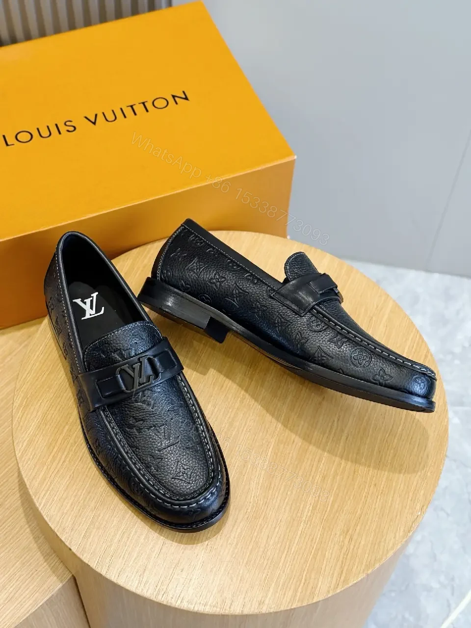 View 9 of Black Leather Moccasin Loafers with LV Buckle, Casual Style, Men’s Shoes