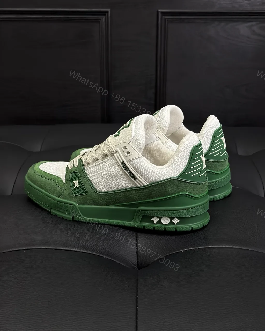 View 2 of Refined Court Sloan Sneakers: White & Emerald Green Lux Style