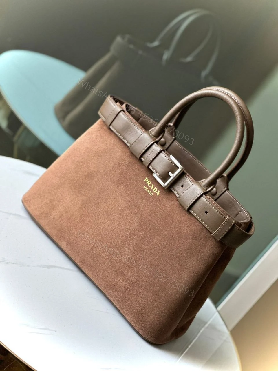 View 2 of Cocoa Calf Leather Handbag Brown