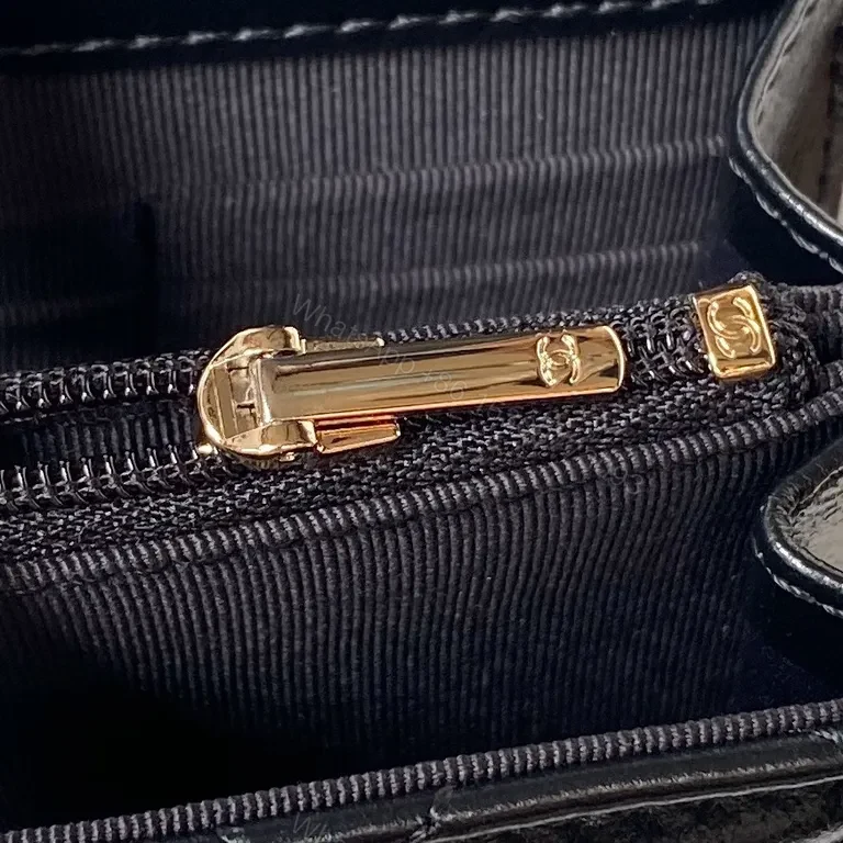 View 3 of Chanel-Inspired Quilted Black Calfskin Bag with Chain