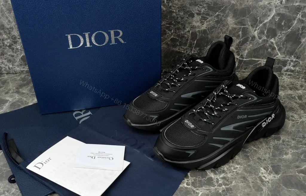 View 4 of Bold Dior-Influenced Sneakers: Luxe All-Black, Sculpted Comfort